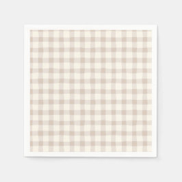 Neutral Tan Gingham Serviette