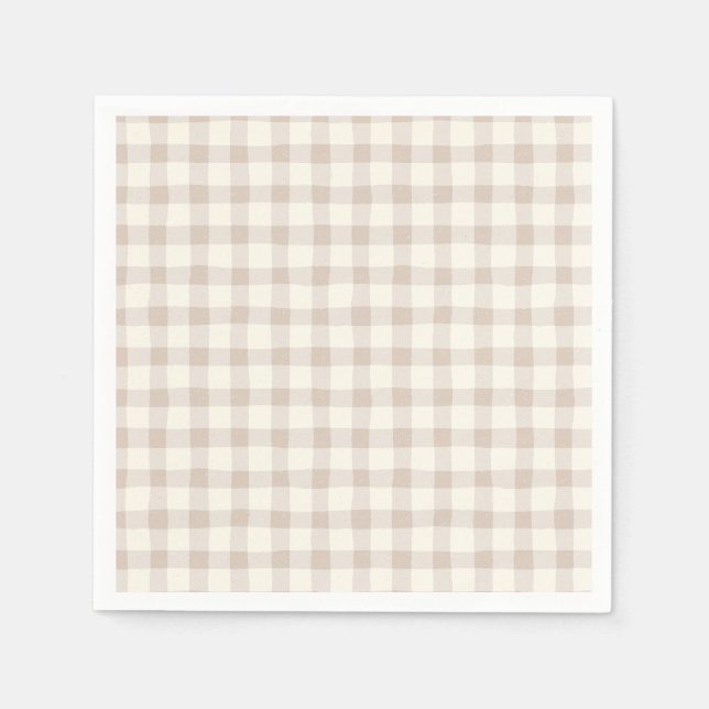 Neutral Tan Gingham Serviette (Vorderseite)