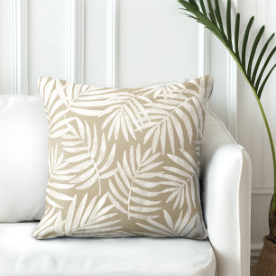 Neutral-Tan-Palm-Blätter Kissen