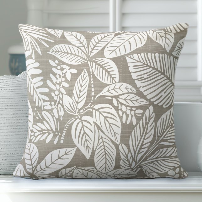 Neutral Tan Tropical Throw Kissen (Von Creator hochgeladen)