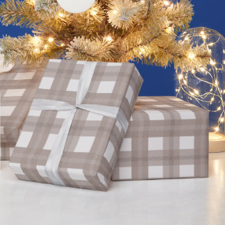 Neutral Taupe Christmas Plaid Pattern Geschenkpapier