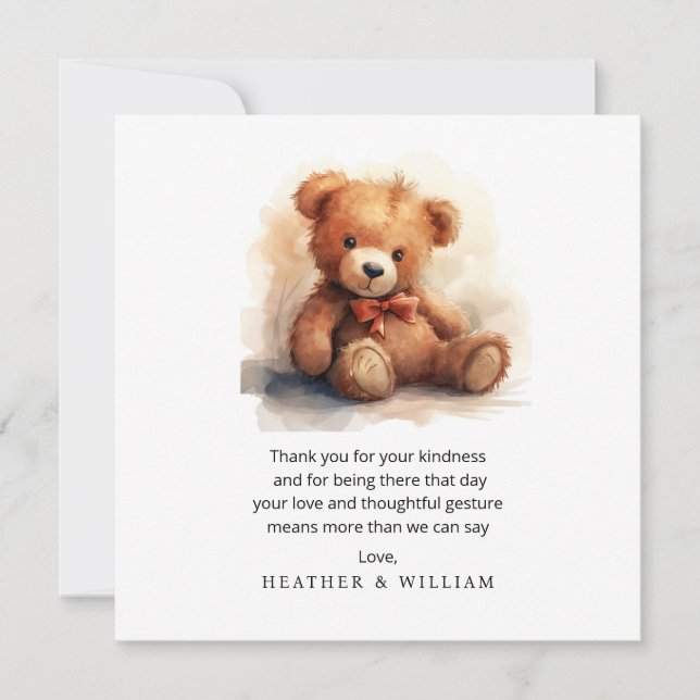 Neutral Teddy Bear Baby Shower Thank You Dankeskarte (Vorderseite)