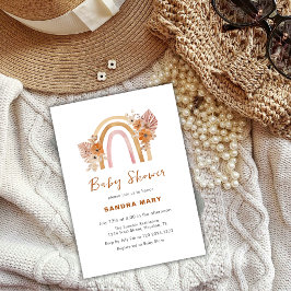 Neutral Terracotta Boho Rainbow Floral Baby Shower Einladung