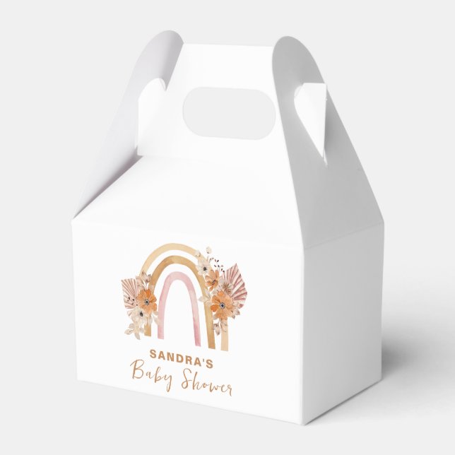 Neutral Terracotta Boho Rainbow Floral Baby Shower Geschenkschachtel (Vorderseite)