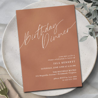 Neutral Terracotta | Einfaches Erthy Birthday Dinn Einladung
