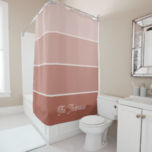 Neutral Terracotta Ombre Stripes with Script Duschvorhang