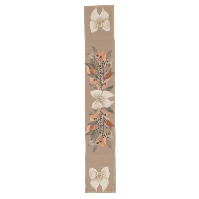 Neutral “Thanksgiving Taupe Leaves” Table Runner Großer Tischläufer (Vorderseite)