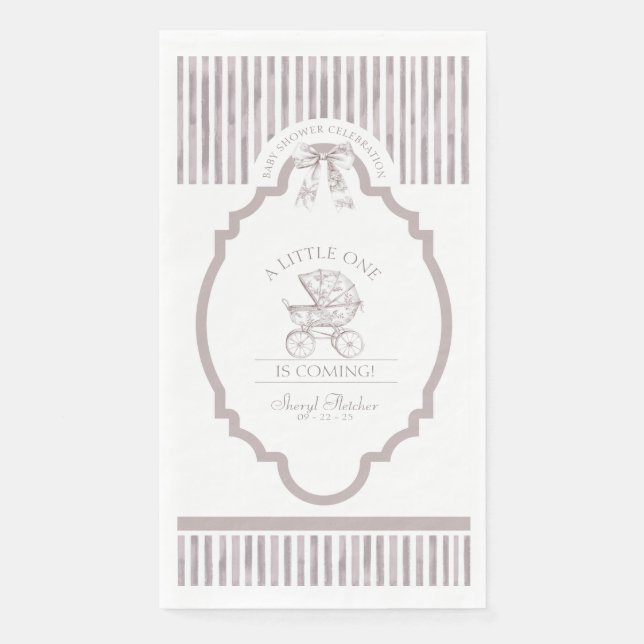 Neutral Toile De Jouy Baby Shower Napkin Serviette (Vorderseite)