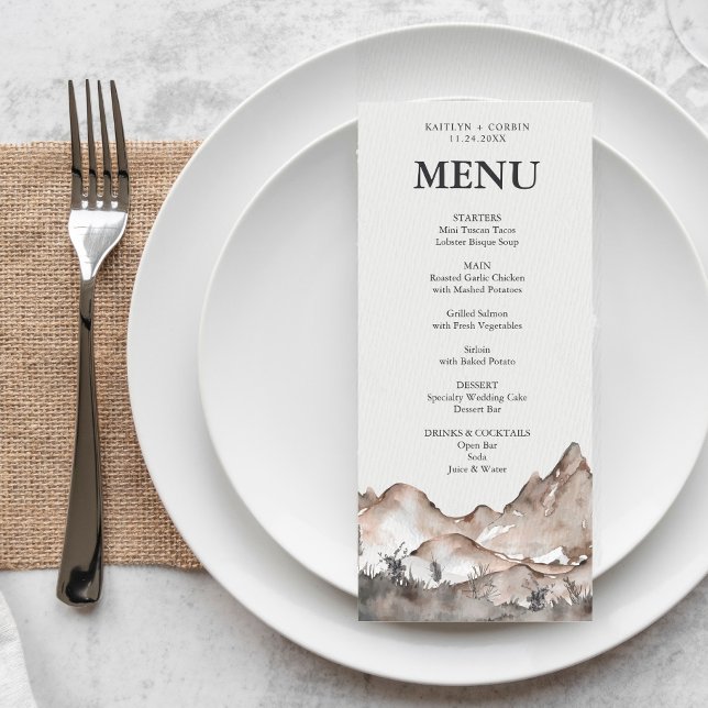 Neutral Tone Mountain Menu Card Programm (Von Creator hochgeladen)