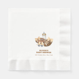 Neutral Touchdown Football Boy Baby Shower Serviette