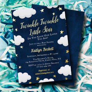 Neutral Twinkle Little Star Baby Dusche Real Folieneinladung