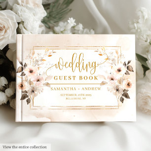 Neutral und Gold Boho Herbst-Gästebuch Gästebuch