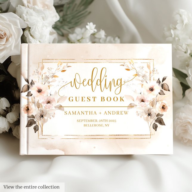Neutral und Gold Boho Herbst-Gästebuch Gästebuch (Neutral and Gold Boho Autumn Wedding Guest Book)
