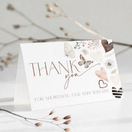 Neutral Valentines Baby Shower Butterly Thank You Dankeskarte