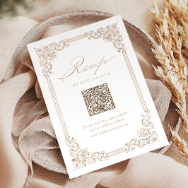 Neutral Vintage Rahmen Eleganter QR Code Hochzeit RSVP Karte
