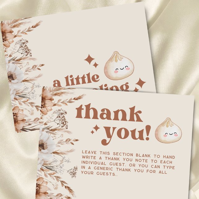 Neutral Wasserfarbe Kleine Dumpling Floral Flat Dankeskarte (Von Creator hochgeladen)