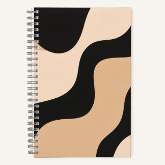 Neutral Wave Pattern Notebook in Beige and Black Notizbuch