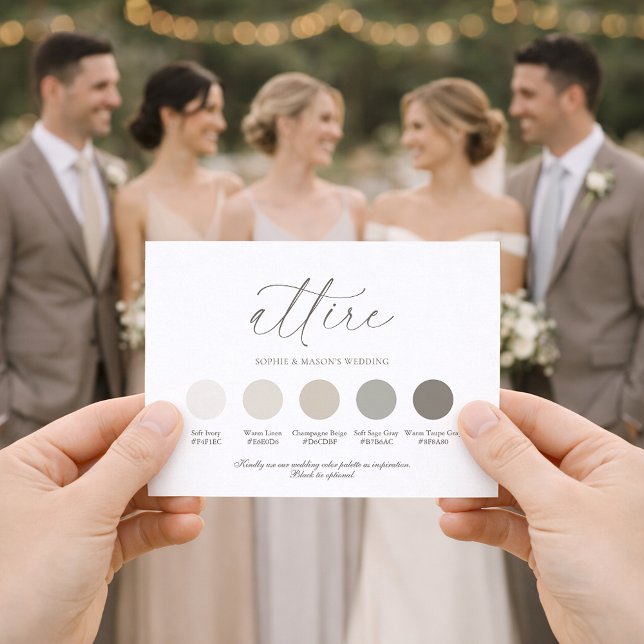 Neutral Wedding Attire Color Palette Card  Einladung (Von Creator hochgeladen)