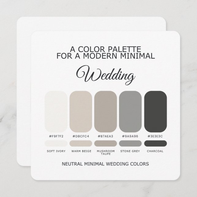 Neutral Wedding Color Palette Card Einladung (Vorne/Hinten)