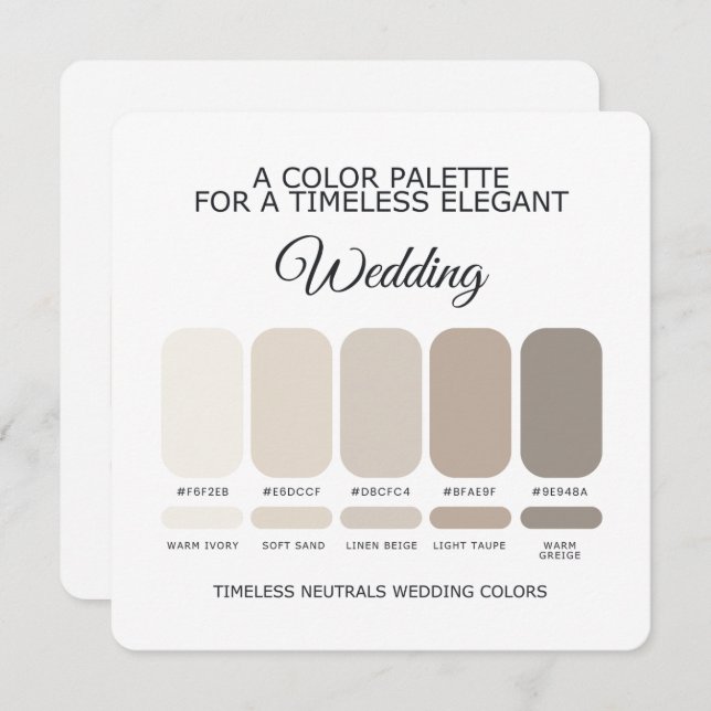 Neutral Wedding Color Palette Card Einladung (Vorne/Hinten)