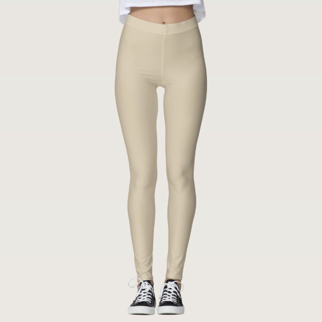 Neutral Weizenbraun feste Farbpaare warmer Strahl Leggings (Vorderseite)