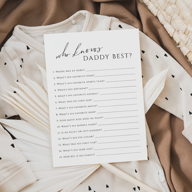 Neutral wer Daddy Baby Shower Game Card kennt Einladung (Von Creator hochgeladen)