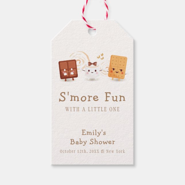 Neutral Whimsical S'more Fun Baby Shower Geschenkanhänger (Vorderseite)