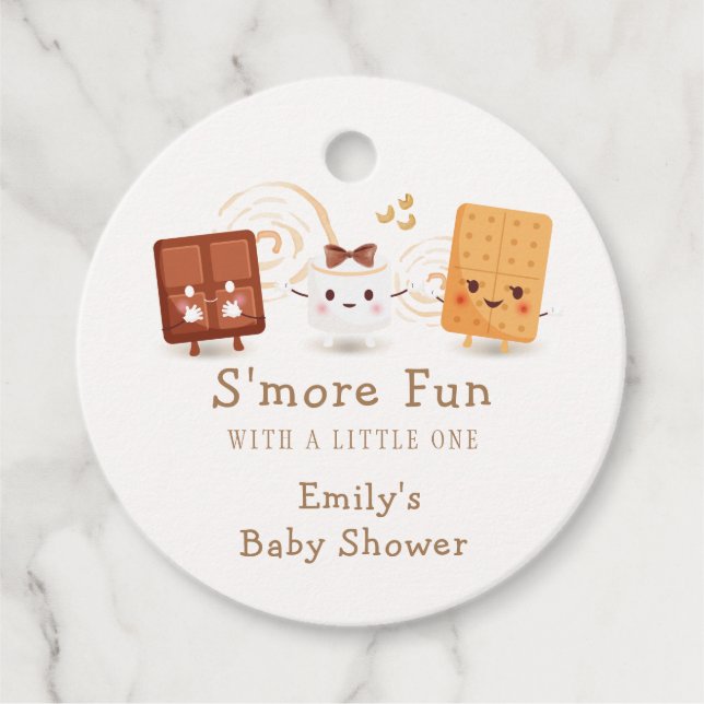 Neutral Whimsical S'more Fun Baby Shower Geschenkanhänger (Vorderseite)