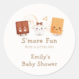 Neutral Whimsical S'more Fun Baby Shower Runder Aufkleber