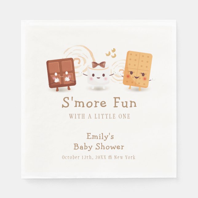 Neutral Whimsical S'more Fun Baby Shower Serviette (Vorderseite)