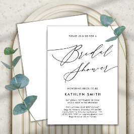 Neutral White Elegant Script Modernes Brautparty Einladung