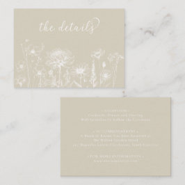 Neutral Wildflower Details Card Minimalist Wedding Begleitkarte