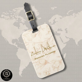 Neutral Wildflower Monogram Business Travel Gepäckanhänger
