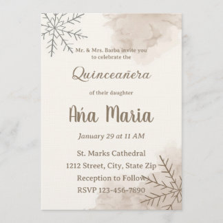 Neutral Winter Quinceañera Invitation – Minimalist Einladung