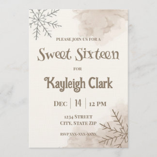 Neutral Winter Sweet Sixteen Invitation – Minimal Einladung