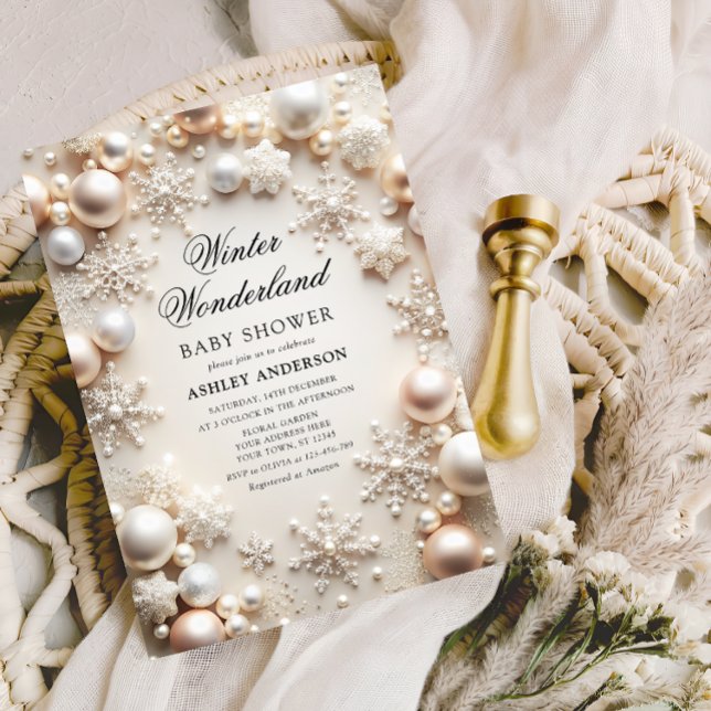 Neutral Winter Wonderland Baby Dusche Einladung (Von Creator hochgeladen)