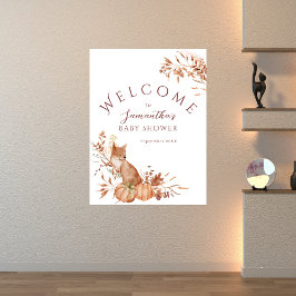Neutral Woodland Fox Little Pumpkin Welcome Poster
