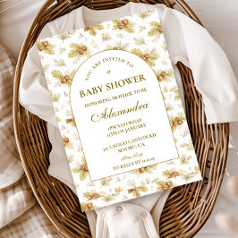 Neutral Woodland Leaves Baby Shower Einladung