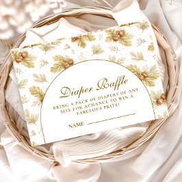 Neutral Woodland Leaves Diapper Raffle Begleitkarte