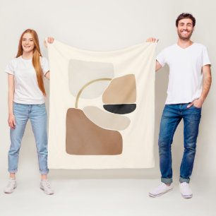 Neutrale Abstrakte Formen   Minimale moderne Kunst Fleecedecke