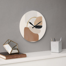 Neutrale Abstrakte Formen | Minimale moderne Kunst Große Wanduhr