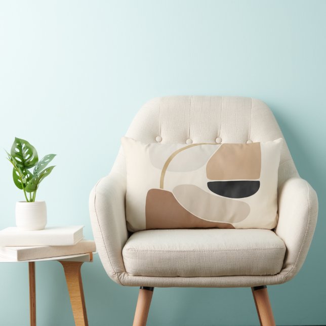 Neutrale Abstrakte Formen | Minimale moderne Kunst Lendenkissen (Stuhl )