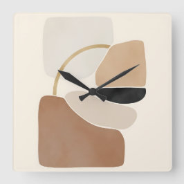 Neutrale Abstrakte Formen | Minimale moderne Kunst Quadratische Wanduhr
