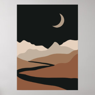 Neutrale Abstrakte Landschaft, Minimalistischer Be Poster