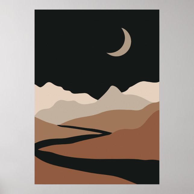 Neutrale Abstrakte Landschaft, Minimalistischer Be Poster (Vorne)