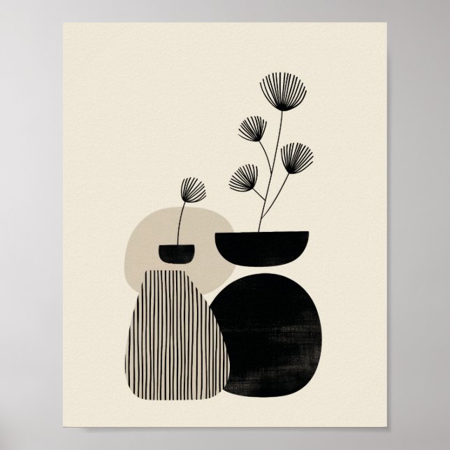 Neutrale Abstrakte Vasen Kunst Poster (Vorne)
