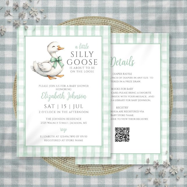 Neutrale alberne Gänsedusche Einladung (Silly Goose Gender Neutral Baby Shower All In One Invitation)