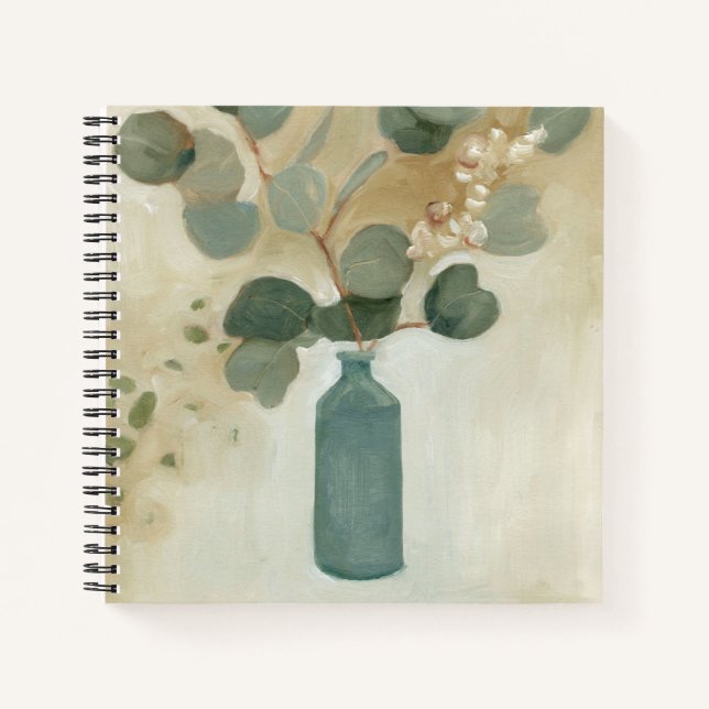 Neutrale Anordnung - Grünflächen in Vase Notizbuch (Vorderseite)