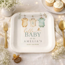 Neutrale Aquarell-Baby-Wäscheleine-Baby-Party