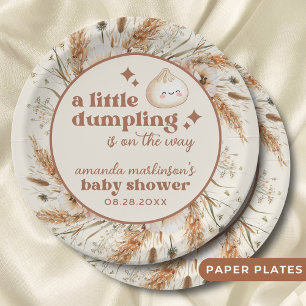 Neutrale Aquarell Little Dumpling Bao Baby Shower Pappteller